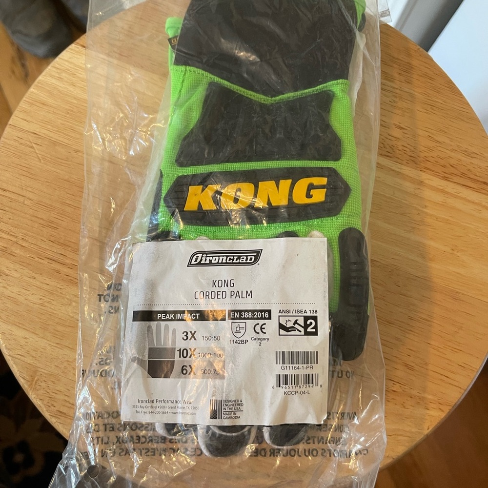 KONG IMPACT PROTECTION KONG RIGGER WORK GLOVES NEW L price per pair.